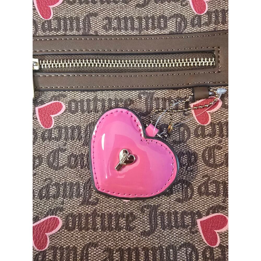 Juicy Couture Brown Gothic Monogram Mini Backpack Pink Hearts Y2K image 2